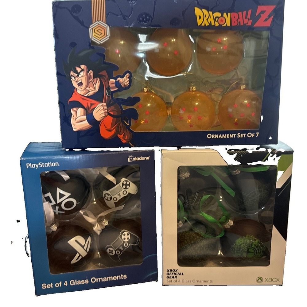 Dragon Ball Crystal Ball PlayStation Xbox Ornament Lot Of 14 Total COOL TREE Set
